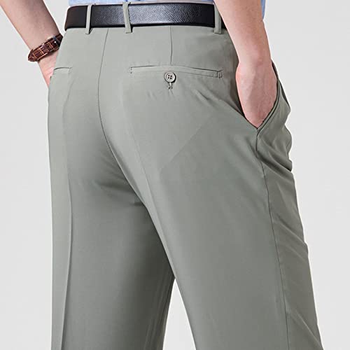 Men Formal Casual Pants Double Pleats Work Pleat-Front Dress Pant Classic Fit Flat Front Expandable Waist Pant3
