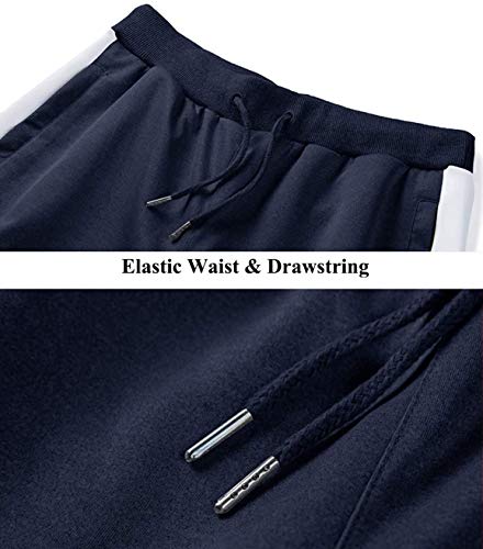 Crysully Mens Sweatsuits 2 Piece Tracksuit Sets Casual Striped Pants And Coat Navy Blue #TOP2