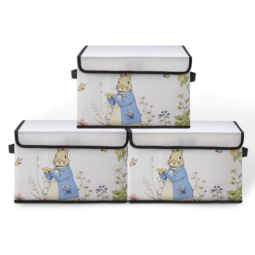 Image of Stackable Storage Bins with Lids,Closet Organizers Fabric Box for Home and Office,Blanket Clothes Organizers,Under Bed Storage Containers 3 Pack