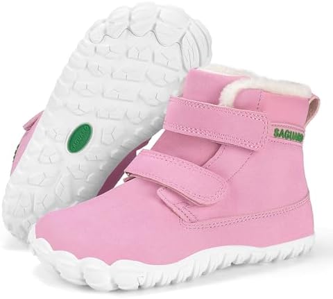 SAGUARO Kinder Winter Barfußschuhe Winterschuhe mit Warm Gefütterte & Breite Zehenbox, Gr.24-36