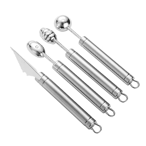 PRETYZOOM Fruit Baller Spoons Set 4pcs Melon Baller Spoon Stainless Steel Multi-functional Fruit Scooper