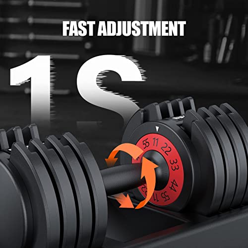 Adjustable Dumbbell 55LB 5 In 1 Single Dumbbell for Men and Women Multiweight Options Dumbbell with Anti-Slip Nylon Handle Fast Adjust Weight for Home Gym Full Body Workout Fitness