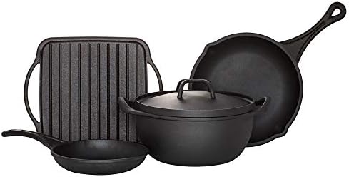 Sabatier Rust Resistant Pre Seasoned Cast Iron Pans, Various, Black