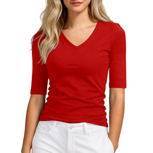 Camiseta Informal de Cuello Redondo y Manga Corta, Corte Entallado, básica, Ideal para Usar en Capas y a Diario, de Elastano, Slim fit y Suave, Ideal para Ocio, colección Nueva Talla Grande