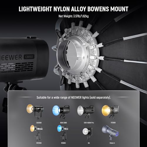 NEEWER 35.4\"/90cm Parabolic Softbox Bowens Mount, Quick Release with Diffusers/Grid/Bag for Video Continuous Lighting CB60 CB200B MS60 MS150B Q4 Compatible with Godox Amaran 100x Aputure 600d, NS90P