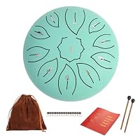 Steel Tongue Drum - 6 Inch 11 Notes, C Major, 440 Hz - Rain Drum with Music Book, Mallets, Storage Bag, Spare Note Stickers - Meditation Drum for Yoga Gifts (malachite) — image 2