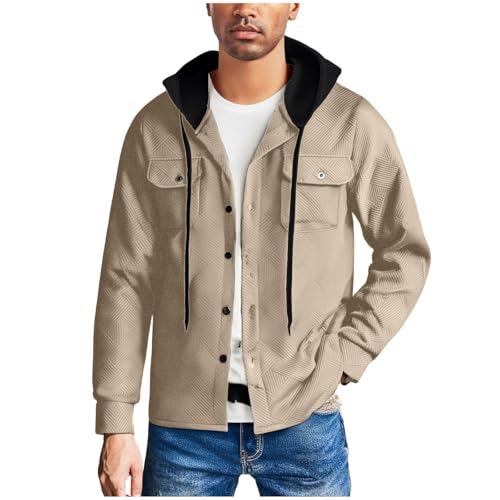 Cambkatl Men's Color Block Shirt Jackets Long Sleeve Button Down Shacket Versatile Casual Hoodies with Chest Pockets4