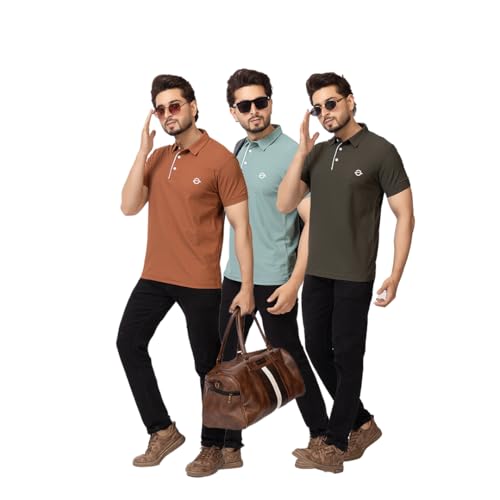 Image of OSCILLATE Summer Casual Wear Polycotton Polo Tshirt || Collared Neck Half Sleeve Solid T-Shirt for Men