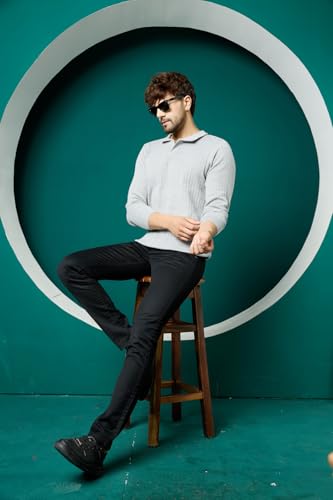 Image of Kvetoo Full Sleeve Winter Wear Woolen Collar Polo Sweater for Men