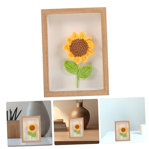 Marco resistente de madera con flores decorativas tejidas a mano estilo vintage 5