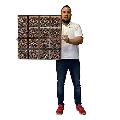 Gothic Reims-Faux Tin Ceiling Tile - Antique Copper 25-Pack #TOP1