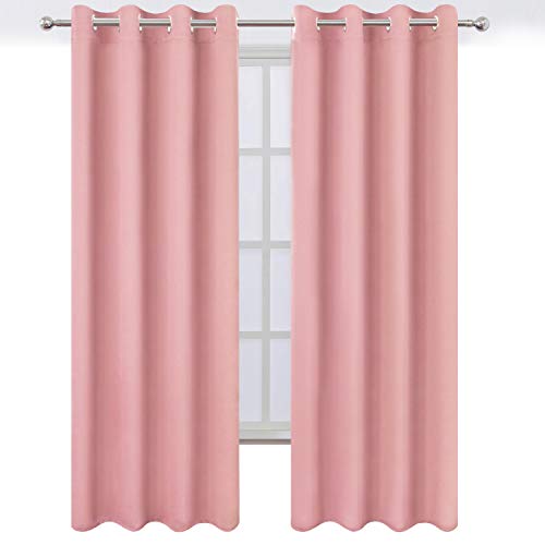 Image of LEMOMO Pink Thermal Blackout Curtains /52 x 95 Inch /Set of 2 Panels Room Darkening Curtains for Bedroom