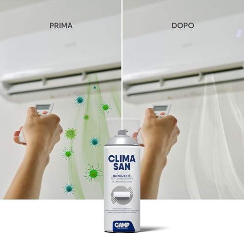 CAMP Climasan Limpiador – Limpiador Aire Acondicionado Casa, Spray para Climatizador Ideal para Remover Gérmenes y Bacterias, Limpieza Aire Acondicionado a Acción Purificadora, Made in Italy, 400 ml