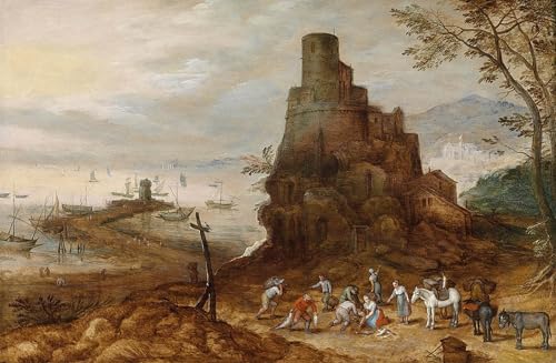 Paysage côtier Jan Brueghel tableau sur toile pour s'évader depuis sa chambre