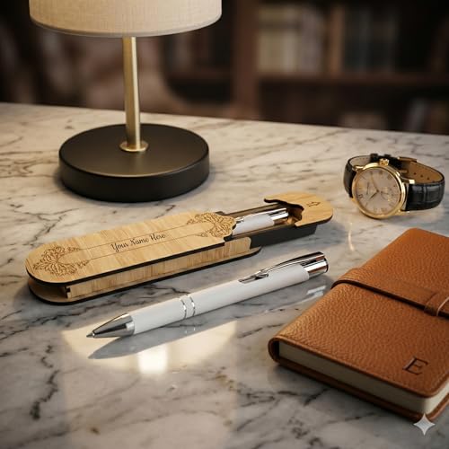 Image of Kajri Gifts Personalized Pen with Name Engraved Wooden Gift Box Best for Gifting, Corporate Gift, Doctor, Advocate, Boss, Employee, Teacher (TicTak Wht)