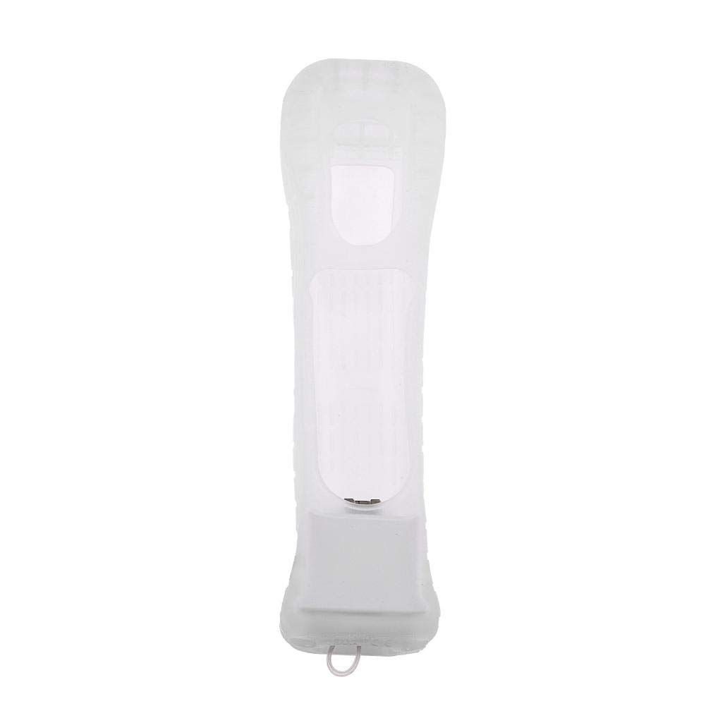 Étui en Silicone avec Adaptateur de Capteur Motion Plus pour Nintendo Wii Manche Télécommande(Blanc)