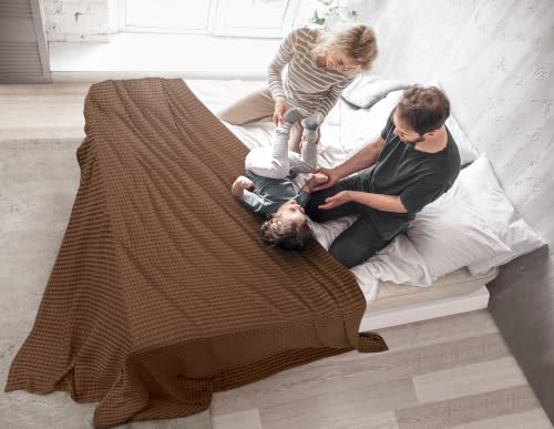 Image of Utopia Bedding 100% Cotton Waffle Blanket Twin Size Brown, 90x72 Inch