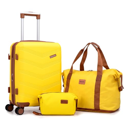 Image of CONCEPTEN Expandable Carry on Luggage 3 Piece Suitcases with Spinner Wheels | Suitcase Set with Spinner Wheels TSA-approved Lock ABS Travel 20 Inch