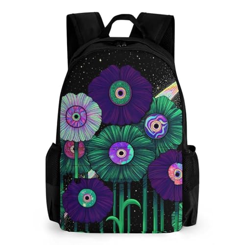 Supdreamc Rucksack Anti-Theft Multipurpose Large Capacity Carry On Bag - Magical Flower Eye Stars Art Travel Hiking Bag & Day Pack With Side Pockets