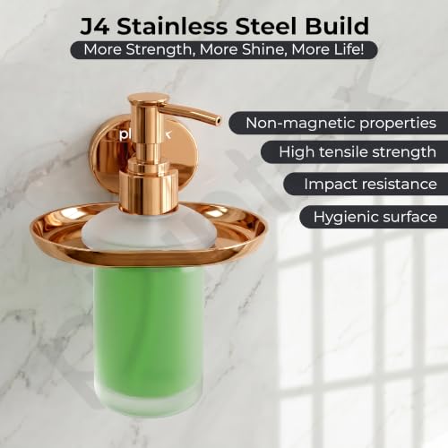 Image of Plantex J4 Stainless Steel Liquid Soap Dispenser /Shampoo Dispenser for Wash Basin /Hand Wash Dispenser Wall Mounted /Bathroom Accessories (PVD Rose Gold Finish) Onix