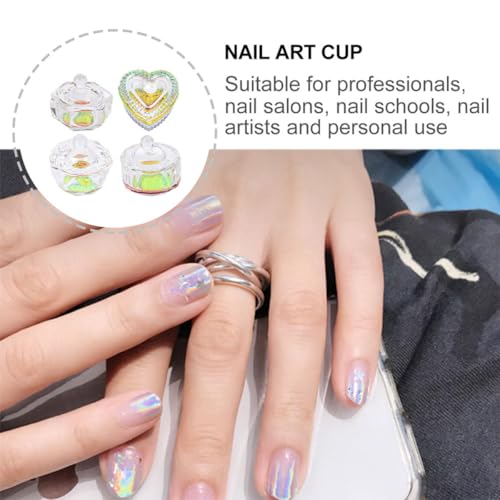 4 tazas de vidrio líquido para arte de uñas con tapa miniatura 5