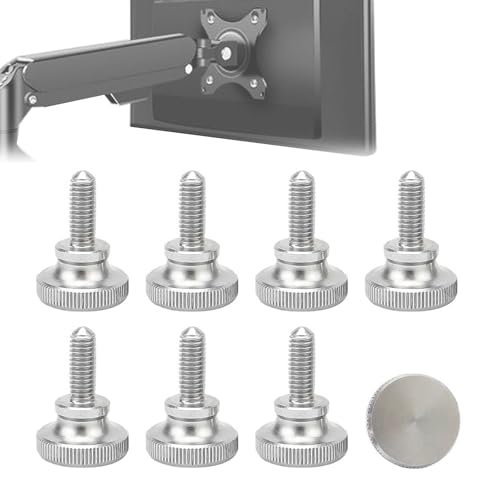 SZBRSKJ 8個入り VESA対応 ステンレス製 ネジセット M4x10mm/M4x8mm/M5x10mm/M5x6mm つまみネジ フラットヘッド機械ネジ 締めやすい モニターアーム スタンド用 TV/モニタ/ラップトップPC/ファン取付け用 (M4