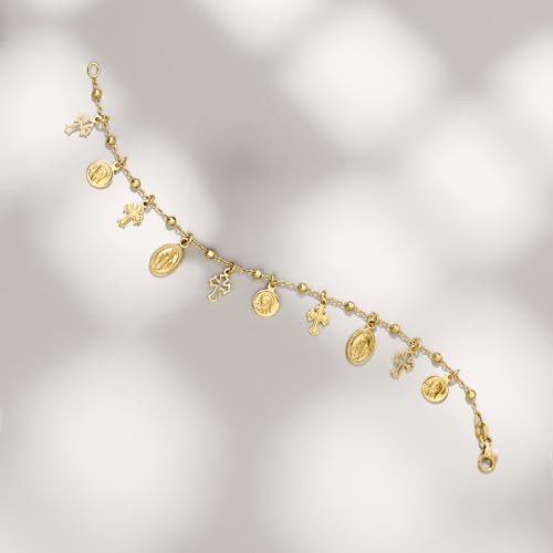 Ross-Simons Italian 18kt Gold Over Sterling Religious Charm Bracelet3