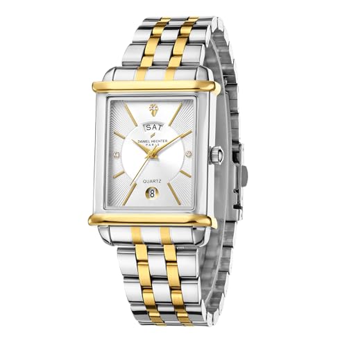 Image of Daniel Hechter Paris Etoile Collection Watch for Men Analog Watch - Rectangular Dial with Day & Date Display, Stainless Steel Strap, Quartz Movement