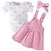 Asmea Baby Kleidung Mädchen 3-6 Monate Sommer Neugeborene Babykleidung 3tlg Herzen Kurzarm Baby Strampler Hosenträgerrock Haarband Set Baby Outfit Mädchen Geschenk für Shooting Taufe Geburtstag Rosa