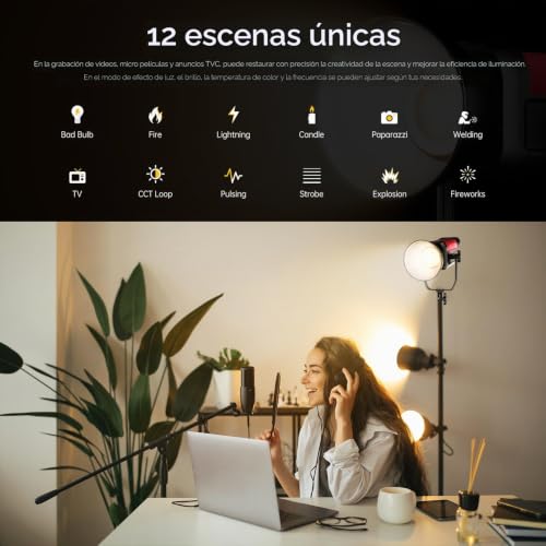 Luces de estudio de 65700Lux GVM 300W con reflector de 45 grados 4