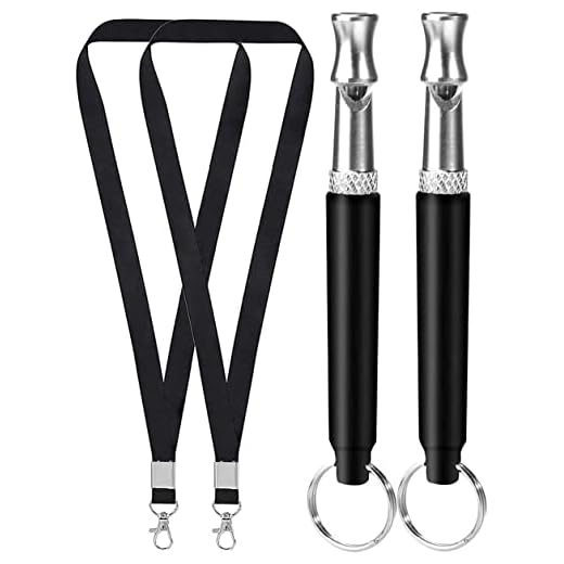 Dog Whistle, 2 Pack Professional Ultrasonic Dog Whistle to Stop Barking, Recall Training, Adjustable Ultrasonic Silent Dog Whistle Training to Stop Barking Control Devices for Dog,with Black Lanyard