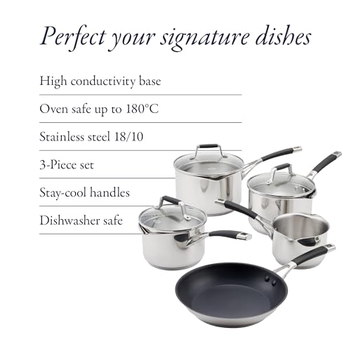 Stellar Flow 5 Piece Draining Saucepan Set - Stainless Steel Cookware Set with Draining Lids, Easy-Pour; Internal Measurement Guides – Includes 14cm Milk Pan, 3 Saucepans, 24cm Non-Stick Frying Pan - Image 6