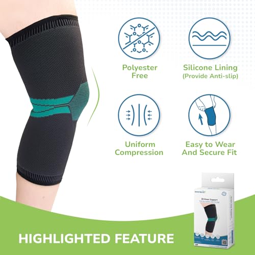 Image of EverActiv Premium Knee Support for Women, Men & Eleders | Premium Compression Sleeve for Arthritis & Knee Pain Relief, Full Day Comfort & Post-Surgery Recovery (Size: Small, 1 Piece)