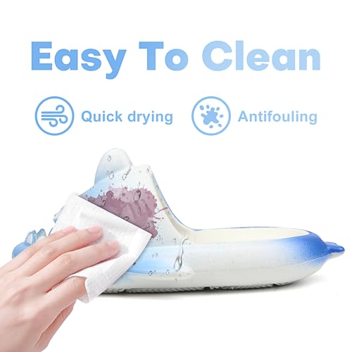 Image of Kids Shark Cloud Slides | Boys Girls Slip On Sandals | Toddler Beach Slippers | Youth Fish Flip Flops Pool Shower Shoes