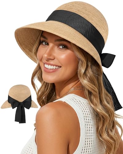 Sombrero de rafia con cinta ancha para mujer miniatura 1