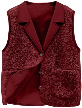 Gilet En Peluche Pour Femme - Sans Manches - Col Rabattu