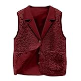 Gilet en peluche doux pour femme : cette veste polaire pour femme a une fermeture à bouton, est sans manches, couleur unie, col à revers et a deux poches. Cette veste polaire moelleuse et légère pour femme est douce et confortable, vous garde au chaud par temps froid et est parfaite pour la transition entre l'automne et l'hiver.