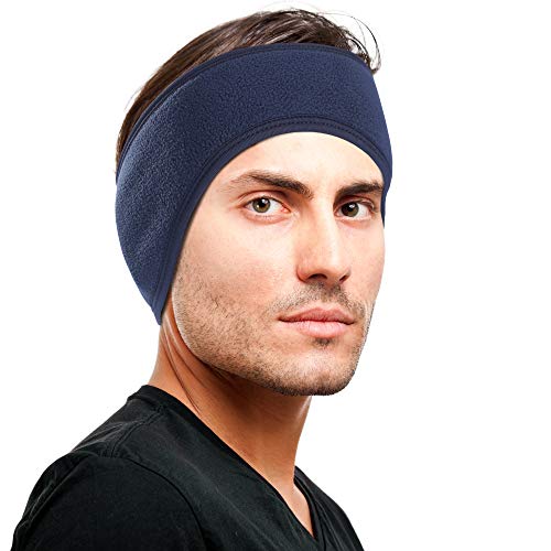 Omenex Windproof Earband Headbands Ear Warmer Head Double Layer Fleece-More Thicker Gear Ear Muffs for Men Women in Cold Weather Snow Runners Jogging (Dark Blue)