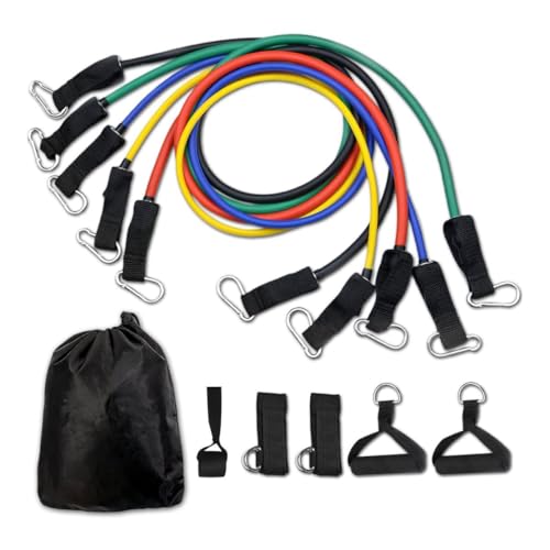 Kit Elástico Extensor 11 Itens Musculação Funcional em Casa faixas de exercícios, bolsa de transport