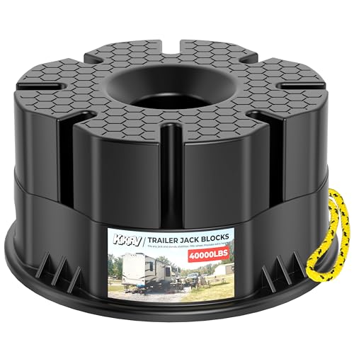 Image of 6'' Height Trailer Jack Block, Heavy Duty 40,000lbs RV Camper Stabilizer Blocks for Travel Trailers Tongue Jack 5th Wheels Scissor stabilizers, 1 Pack Black