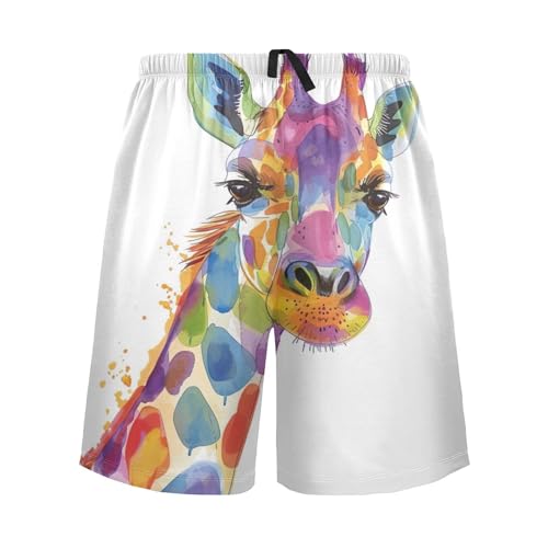 Men's Cute Giraffe Animal Pajama Shorts with Pocket and Drawstring S 202b5722