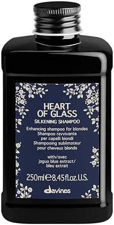 Davines Heart of Glass Silkening Shampoo, Enhancing Blue Shampoo for Blonde & Silver Hair - Gentle Cleanser with Jagua Blue Extract Balances Tones, Illuminates & Nourishes Weightlessly