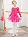 Arshiner Kids Girls Classic Long Sleeve Leotard Dance Ballet Dress Rose Red