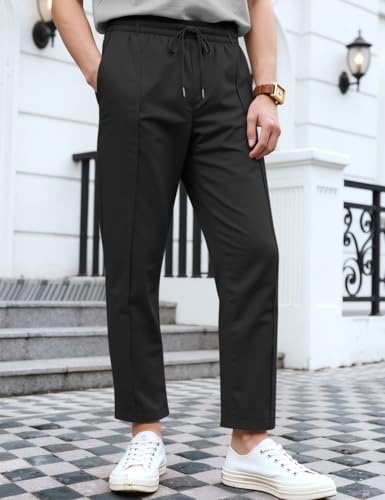 Mens Casual Chino Pants Elastic Waist Classic-Fit Lightweight Jogger Sweatpants with Pockets2