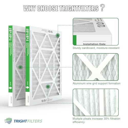 Image of TRIGHTFILTERS 18x18x1 Air Filter 4 Pack, MERV 8 Pleated HVAC Furnace Filter