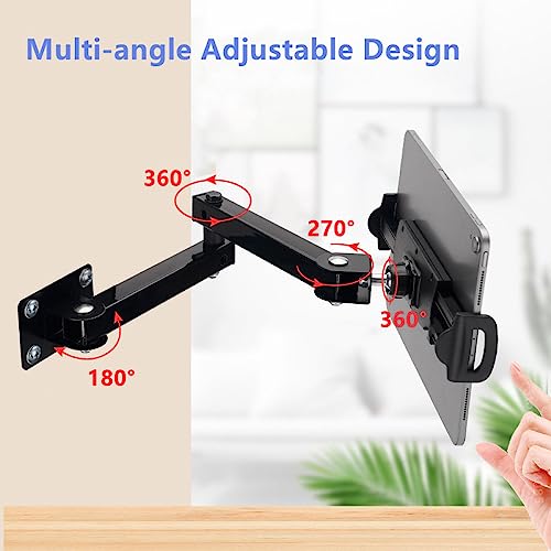 Techzere Wall Mount Tablet Cell Phone Stand Long Arm Stretchable Holder for 4-13 inch Devices