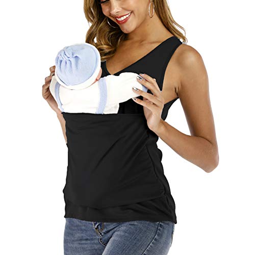 Amropi Women'S Baby Carrier Soothe V Neck Sleeveless Kangaroo Tank Tops thumb #1