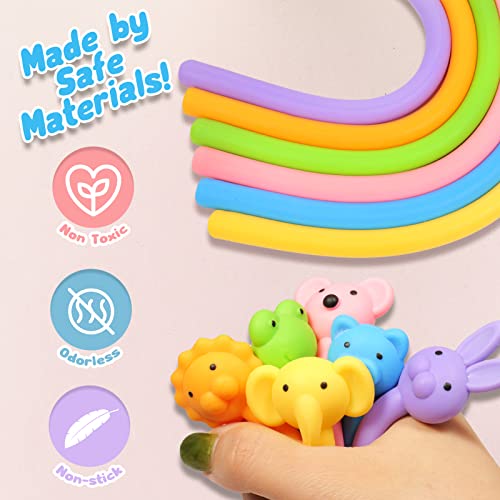 Sensory Fidget Toys - Quiet Stretch String 6 Pack, Calming Sensory Toys For Kids, Stress Relief Stretchy Noodles For Autism, Great Classroom Rewards For Kids Students #TOP5