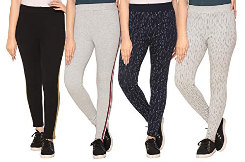 Image of SHAUN Women Free Size (Waist Size-26-34 inch) Stretchable Jegging (Length 37-39 inch Pack of 4)