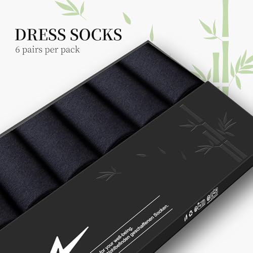 Image of Niorasen Mens Dress Socks, 6 Pairs Soft Breathable Bamboo Rayon, Classic Mid Calf Socks for Men with Box,Valentines Day